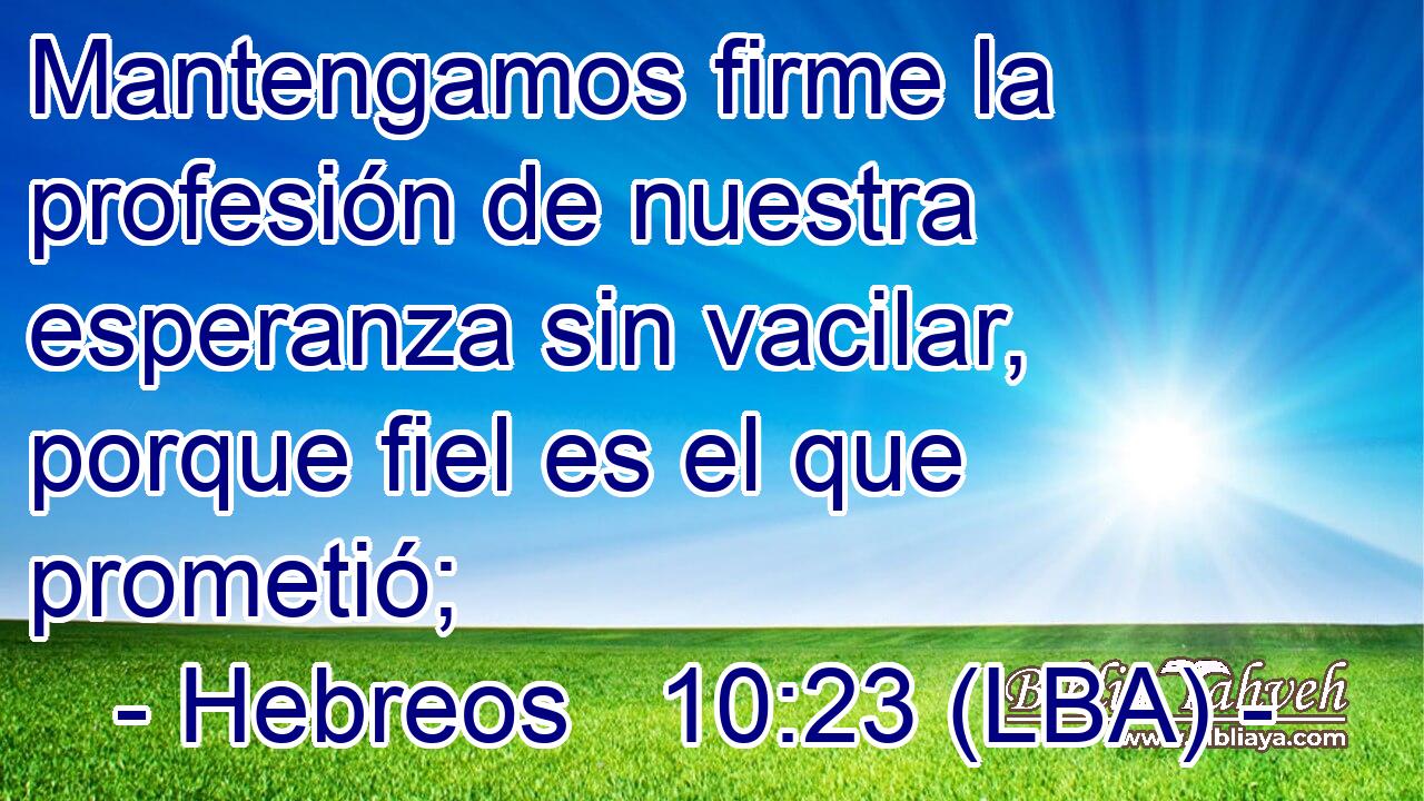 Hebreos 10 23 LBA Mantengamos firme la profesión de nuestra