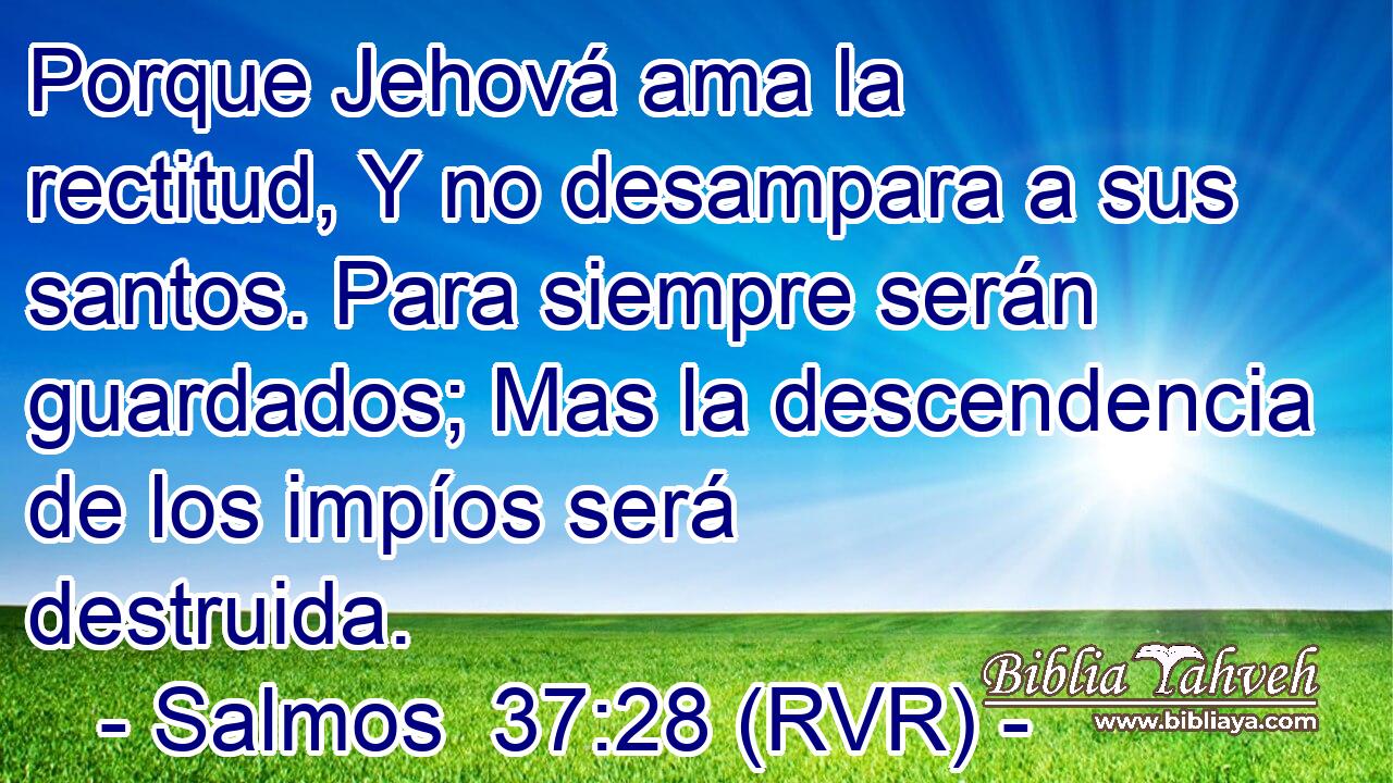 Salmos 37 28 RVR Porque Jehová ama la rectitud Y no desampa