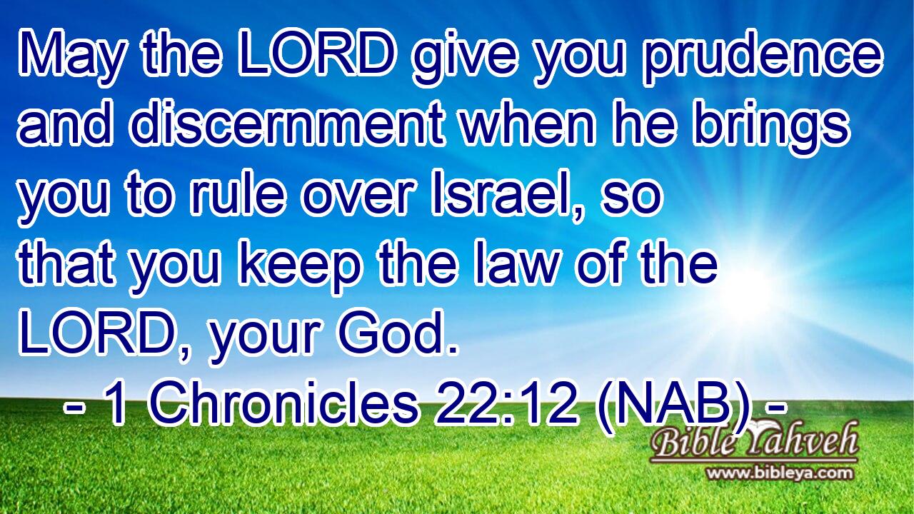  May the LORD give you prudence and discernment when he brings you to rule over Israel, so that you keep the law of the LORD, your God.