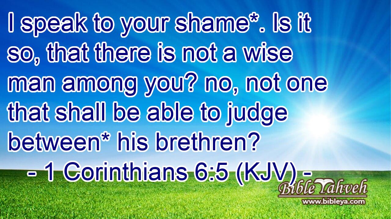 I speak to your shame*. Is it so, that there is not a wise man among you? no, not one that shall be able to judge between* his brethren?