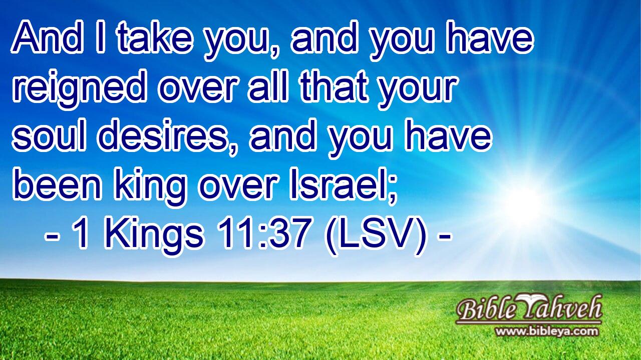 And I take you, and you have reigned over all that your soul desires, and you have been king over Israel;