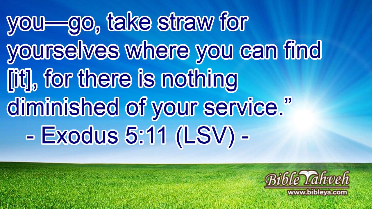 you—go, take straw for yourselves where you can find [it], for there is nothing diminished of your service.”