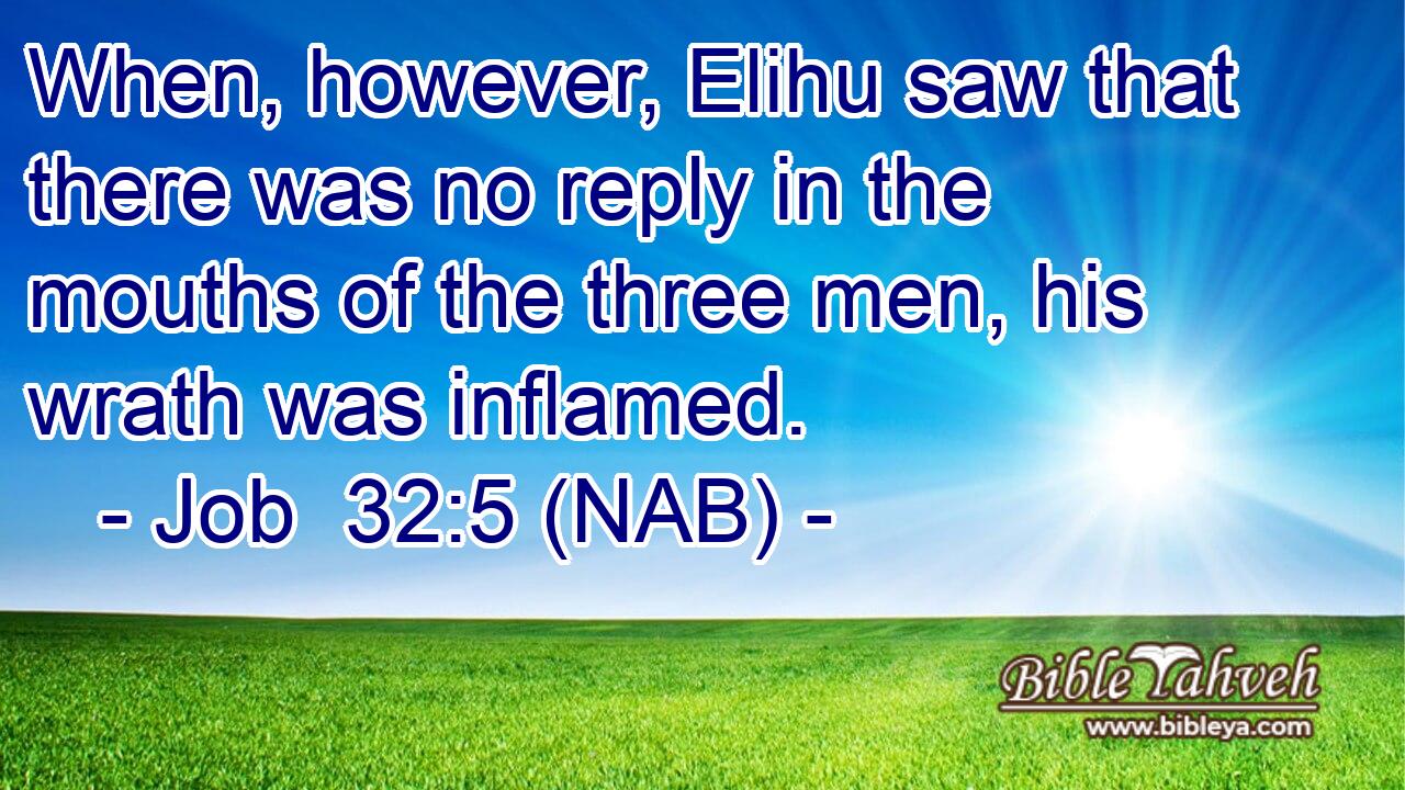  When, however, Elihu saw that there was no reply in the mouths of the three men, his wrath was inflamed.