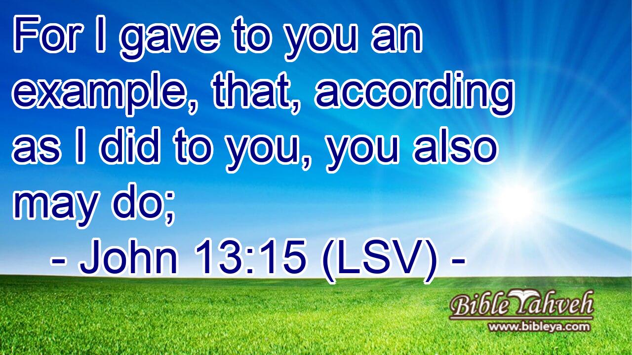 For I gave to you an example, that, according as I did to you, you also may do;