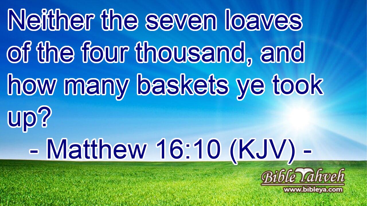 Neither the seven loaves of the four thousand, and how many baskets ye took up?