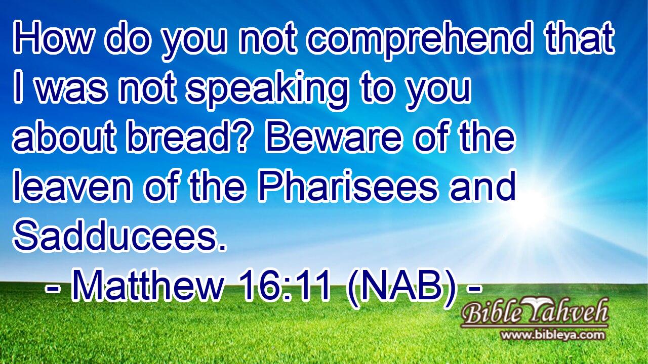  How do you not comprehend that I was not speaking to you about bread? Beware of the leaven of the Pharisees and Sadducees.