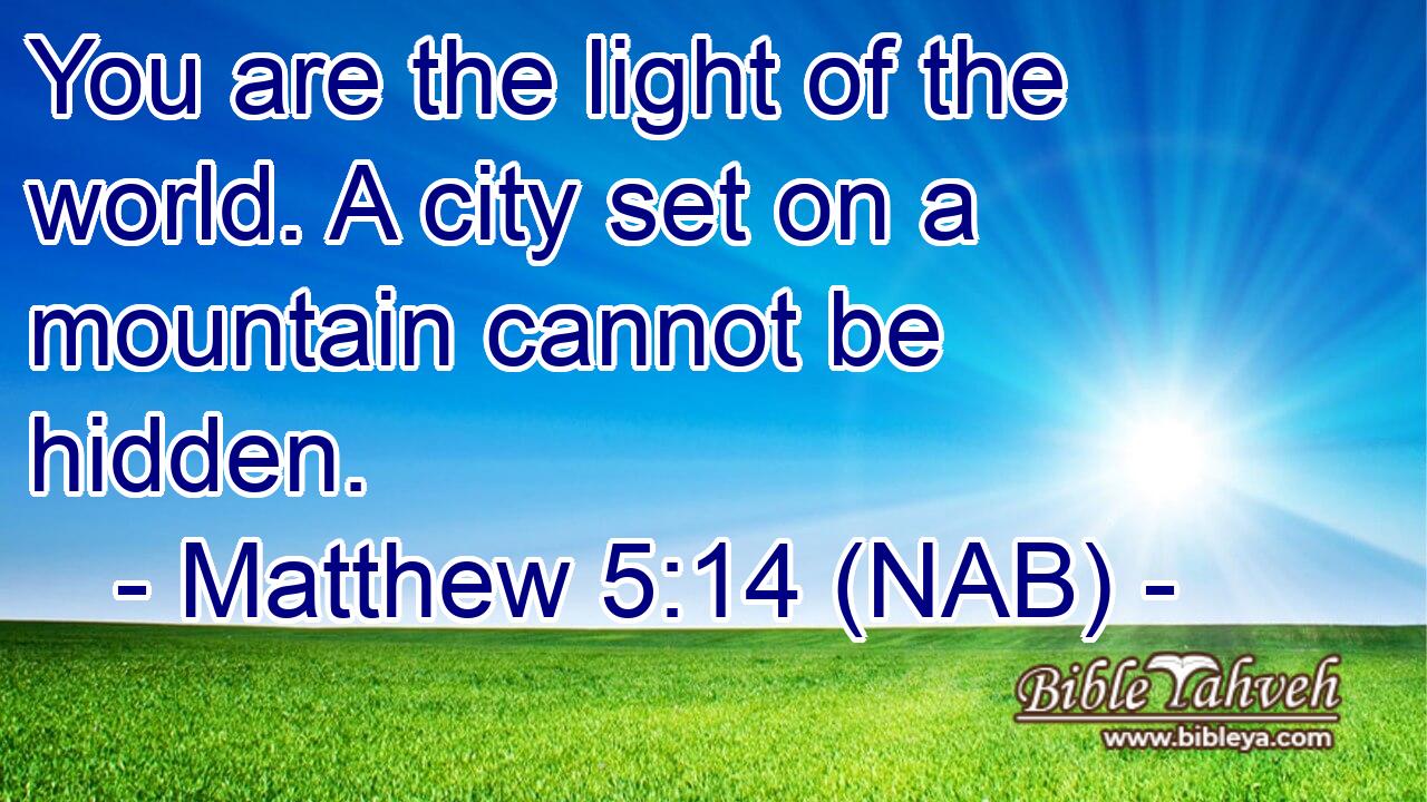  You are the light of the world. A city set on a mountain cannot be hidden.