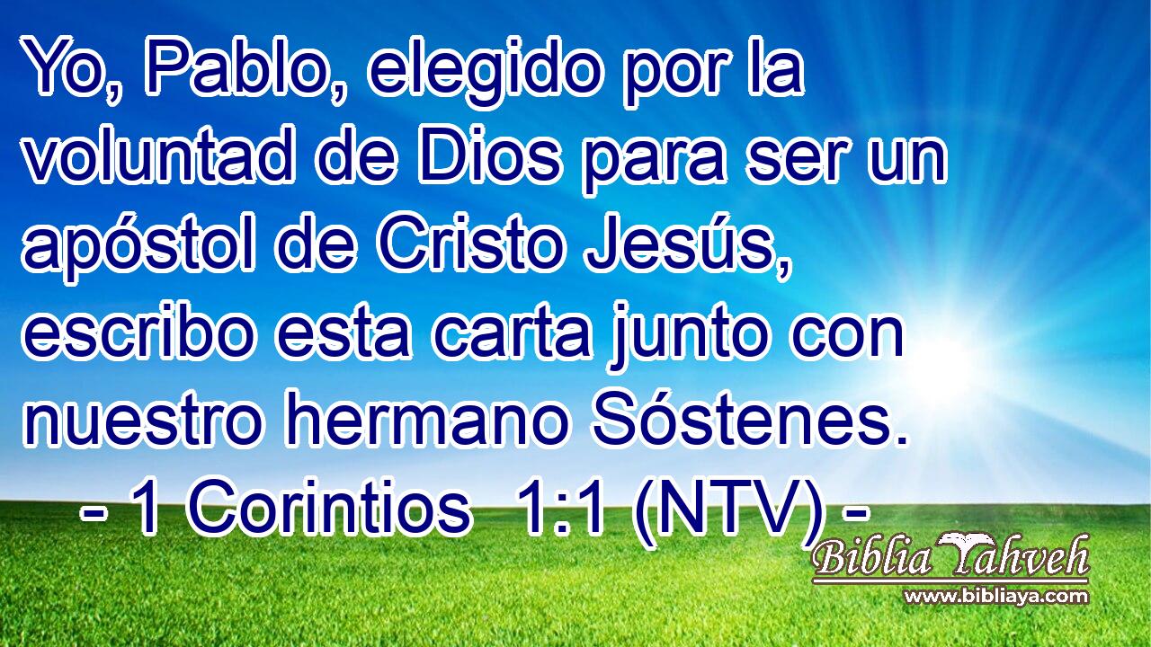 Yo, Pablo, elegido por la voluntad de Dios para ser un apóstol de Cristo Jesús, escribo esta carta junto con nuestro hermano Sóstenes.