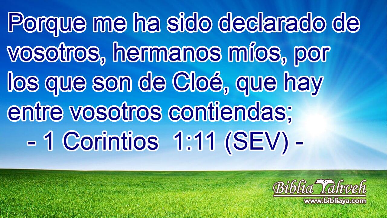 Porque me ha sido declarado de vosotros, hermanos míos, por los que son de Cloé, que hay entre vosotros contiendas;