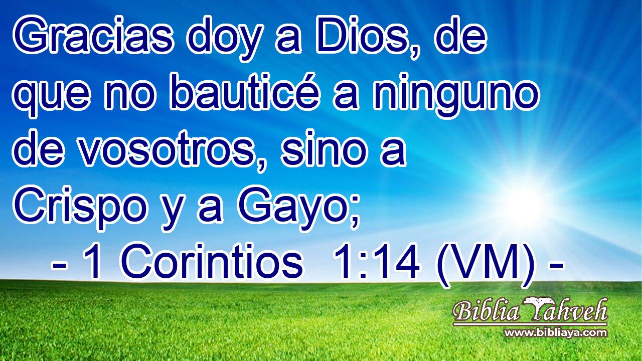  Gracias doy a Dios, de que no bauticé a ninguno de vosotros, sino a Crispo y a Gayo; 