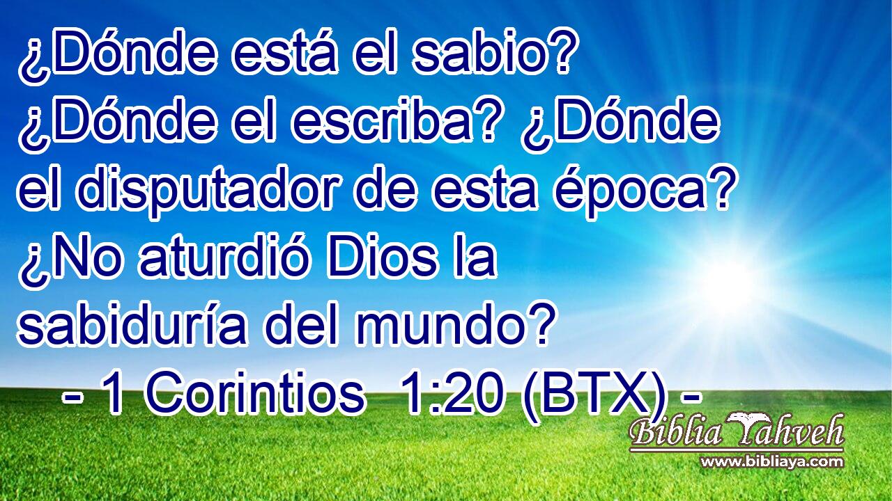 ¿Dónde está el sabio? ¿Dónde el escriba? ¿Dónde el disputador de esta época? ¿No aturdió Dios la sabiduría del mundo?