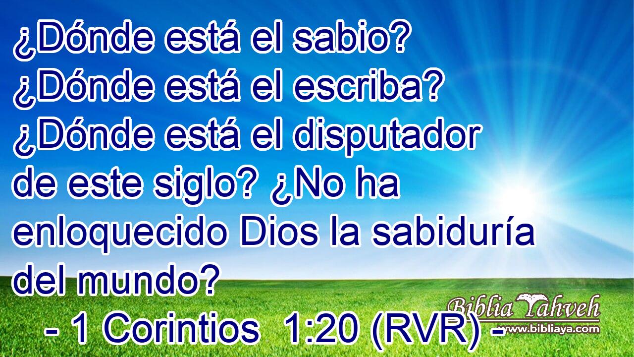 ¿Dónde está el sabio? ¿Dónde está el escriba? ¿Dónde está el disputador de este siglo? ¿No ha enloquecido Dios la sabiduría del mundo?