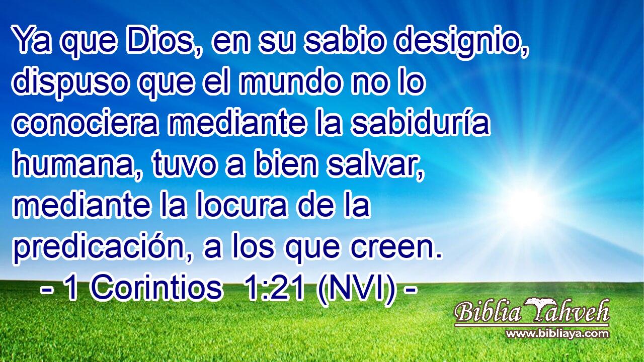  Ya que Dios, en su sabio designio, dispuso que el mundo no lo conociera mediante la sabiduría humana, tuvo a bien salvar, mediante la locura de la predicación, a los que creen. 