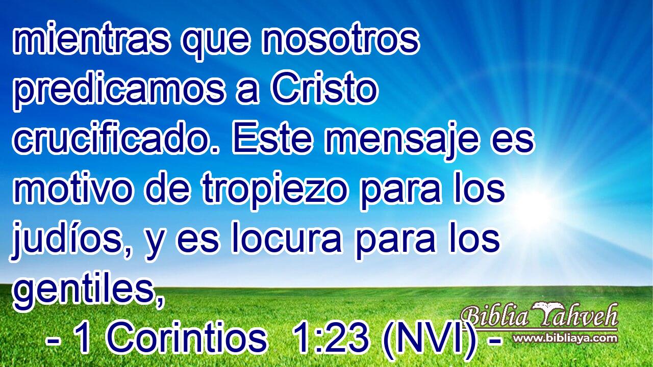  mientras que nosotros predicamos a Cristo crucificado. Este mensaje es motivo de tropiezo para los judíos, y es locura para los gentiles, 