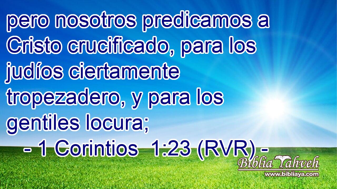 pero nosotros predicamos a Cristo crucificado, para los judíos ciertamente tropezadero, y para los gentiles locura;