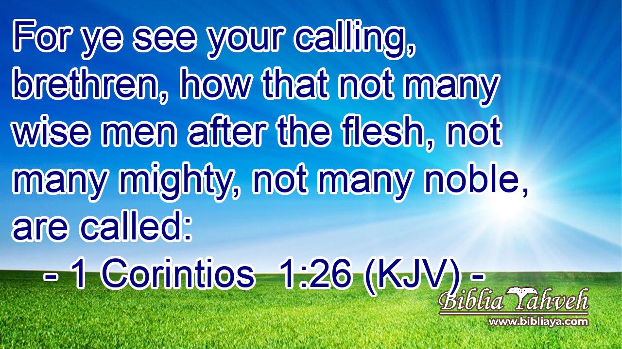 For ye see your calling, brethren, how that not many wise men after the flesh, not many mighty, not many noble, are called: