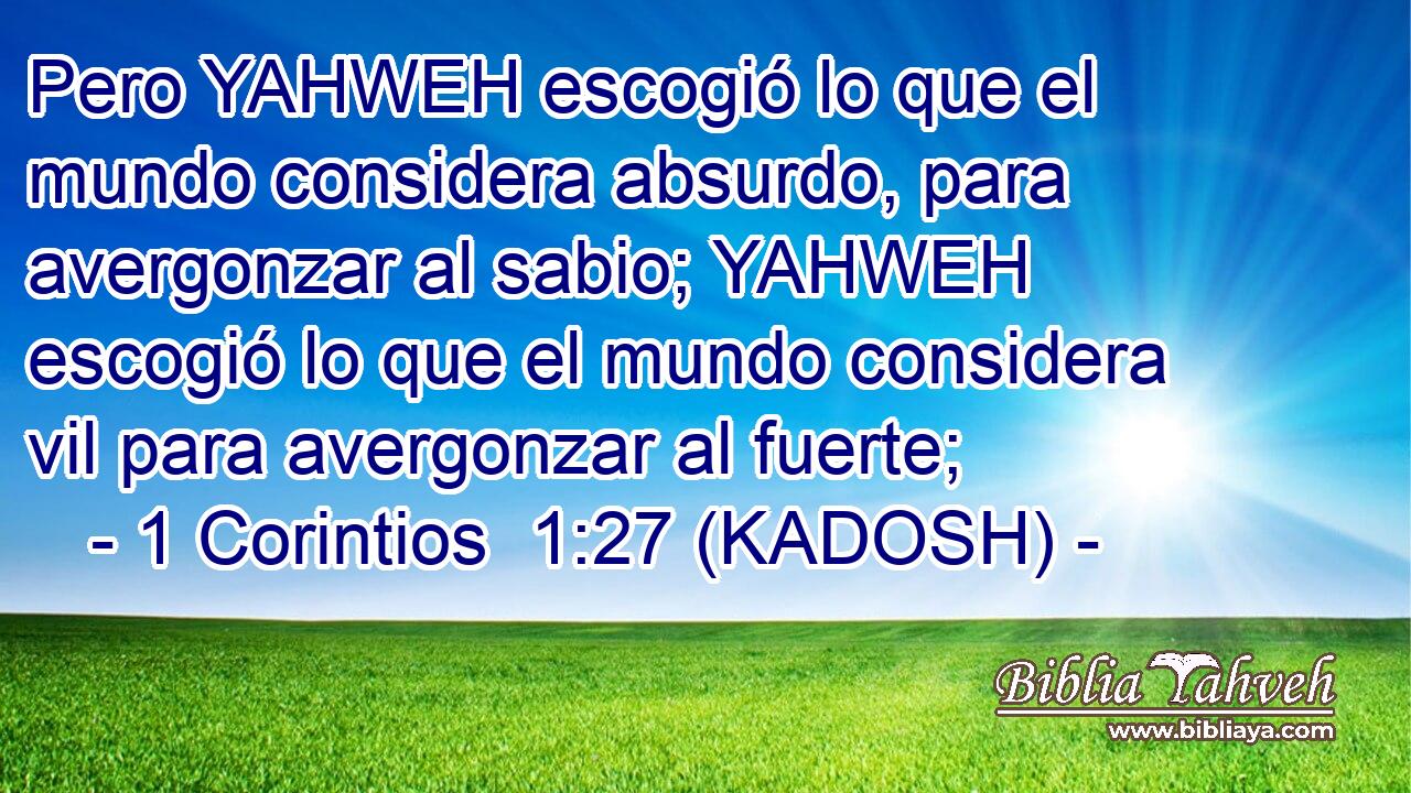  Pero YAHWEH escogió lo que el mundo considera absurdo, para avergonzar al sabio; YAHWEH escogió lo que el mundo considera vil para avergonzar al fuerte; 