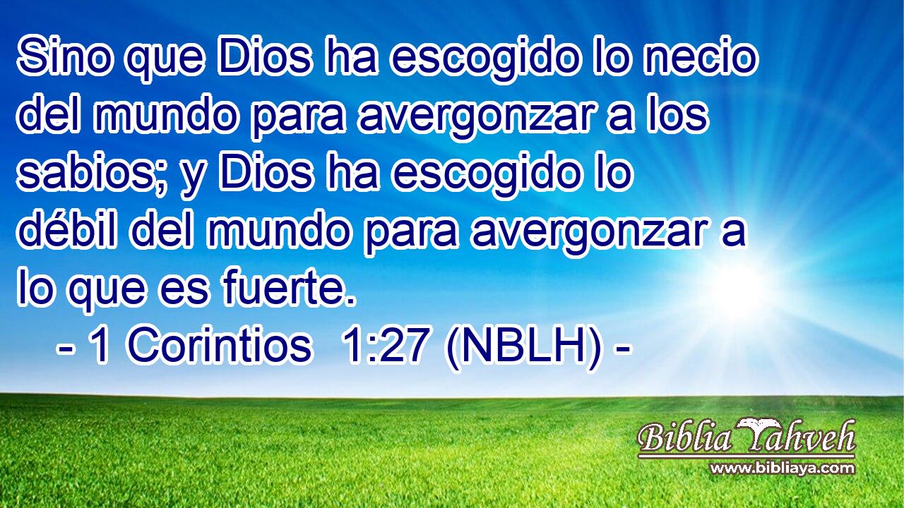  Sino que Dios ha escogido lo necio del mundo para avergonzar a los sabios; y Dios ha escogido lo débil del mundo para avergonzar a lo que es fuerte. 
