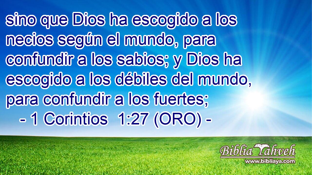  sino que Dios ha escogido a los necios según el mundo, para confundir a los sabios; y Dios ha escogido a los débiles del mundo, para confundir a los fuertes; 