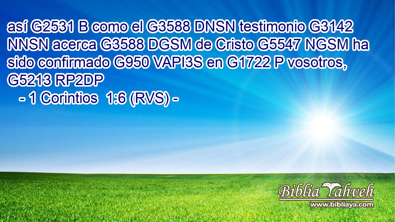así G2531 B como el G3588 DNSN testimonio G3142 NNSN acerca G3588 DGSM de Cristo G5547 NGSM ha sido confirmado G950 VAPI3S en G1722 P vosotros, G5213 RP2DP 
