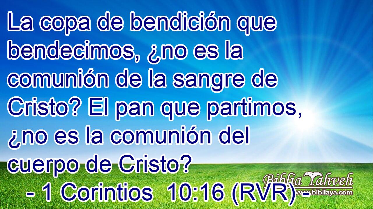 La copa de bendición que bendecimos, ¿no es la comunión de la sangre de Cristo? El pan que partimos, ¿no es la comunión del cuerpo de Cristo?