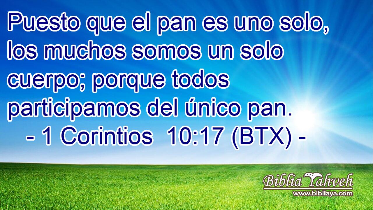 Puesto que el pan es uno solo, los muchos somos un solo cuerpo; porque todos participamos del único pan.