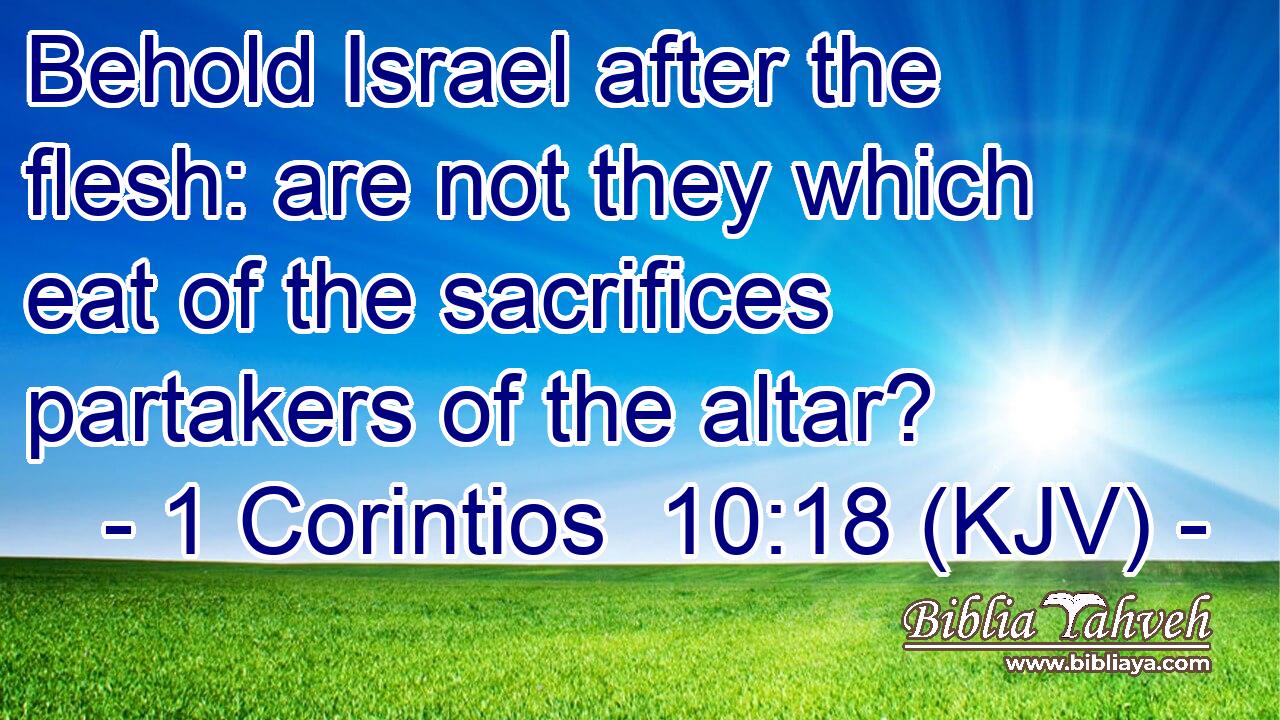 Behold Israel after the flesh: are not they which eat of the sacrifices partakers of the altar?