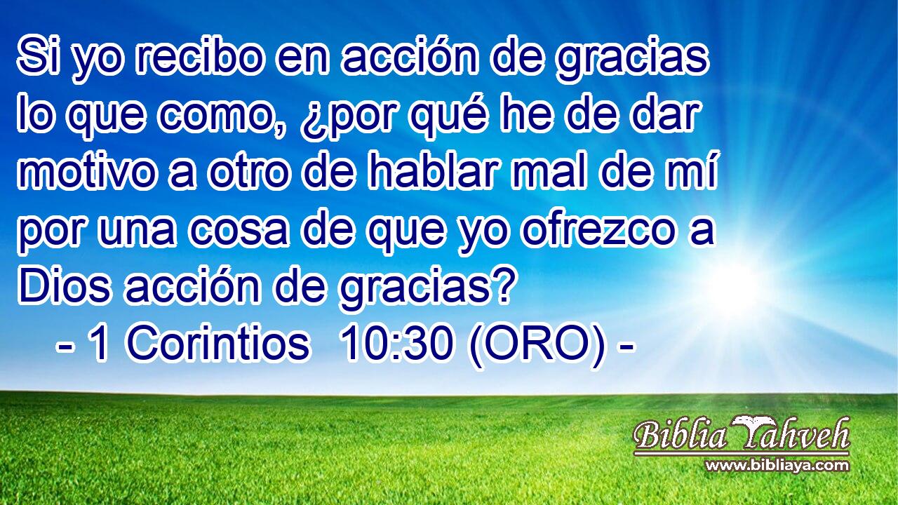  Si yo recibo en acción de gracias lo que como, ¿por qué he de dar motivo a otro de hablar mal de mí por una cosa de que yo ofrezco a Dios acción de gracias? 