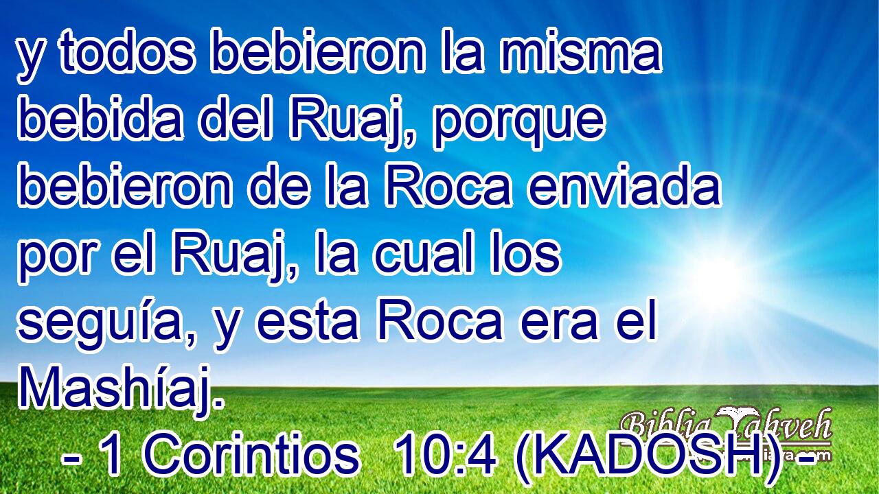  y todos bebieron la misma bebida del Ruaj, porque bebieron de la Roca enviada por el Ruaj, la cual los seguía, y esta Roca era el Mashíaj. 