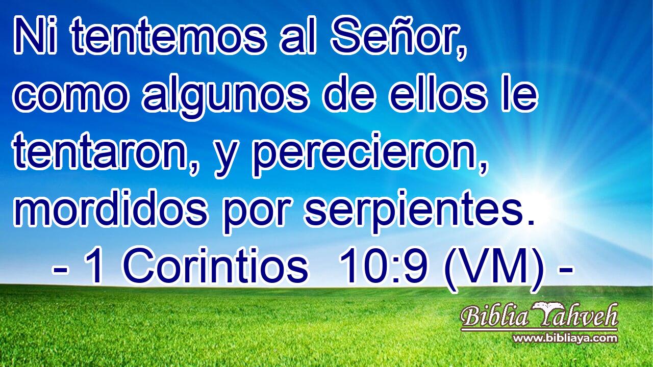  Ni tentemos al Señor, como algunos de ellos le tentaron, y perecieron, mordidos por serpientes. 
