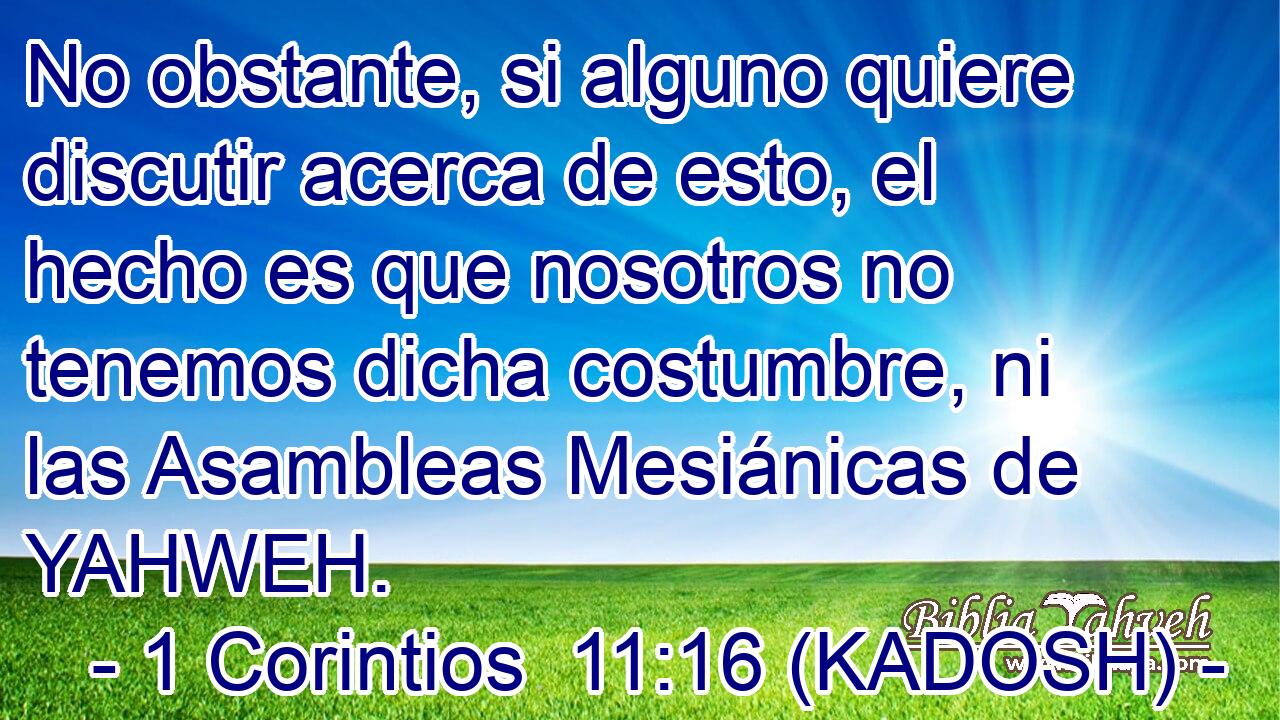  No obstante, si alguno quiere discutir acerca de esto, el hecho es que nosotros no tenemos dicha costumbre, ni las Asambleas Mesiánicas de YAHWEH. 