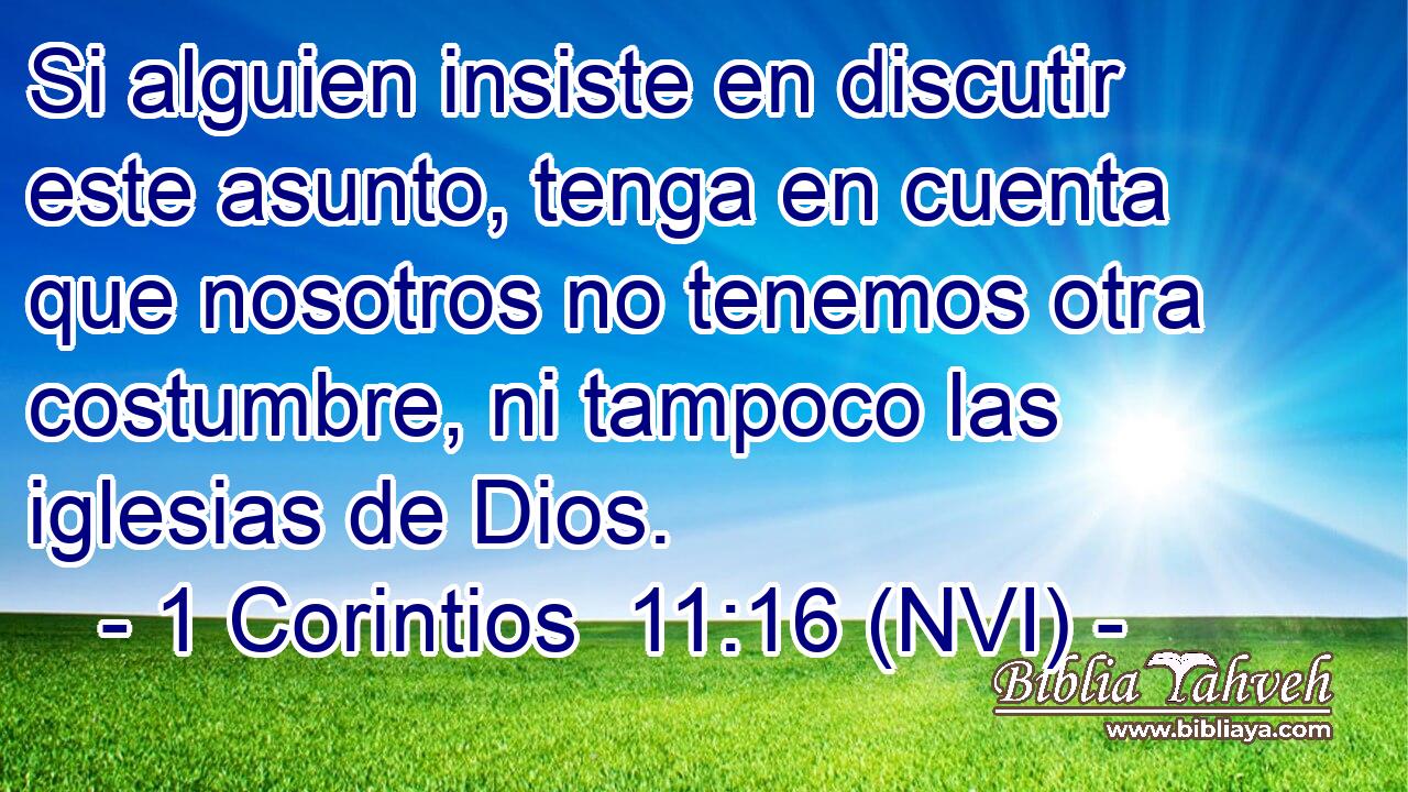  Si alguien insiste en discutir este asunto, tenga en cuenta que nosotros no tenemos otra costumbre, ni tampoco las iglesias de Dios. 