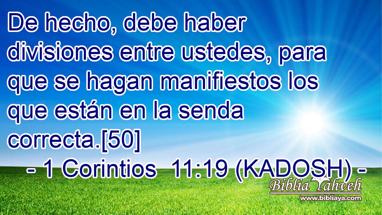  De hecho, debe haber divisiones entre ustedes, para que se hagan manifiestos los que están en la senda correcta.[50] 
