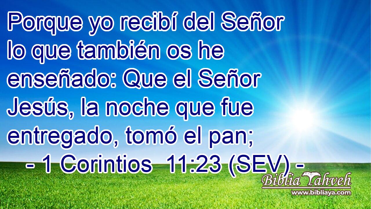 Porque yo recibí del Señor lo que también os he enseñado: Que el Señor Jesús, la noche que fue entregado, tomó el pan;