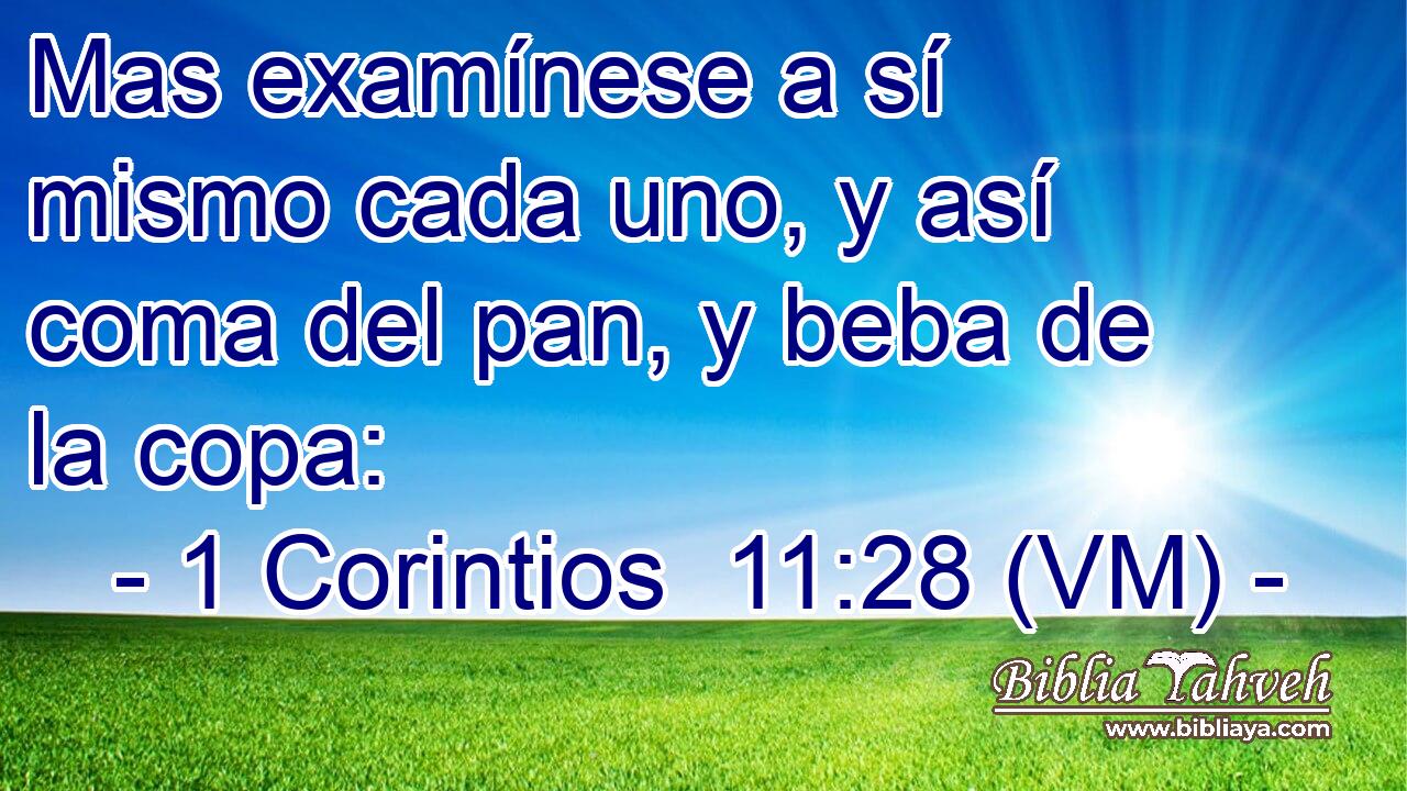  Mas examínese a sí mismo cada uno, y así coma del pan, y beba de la copa: 