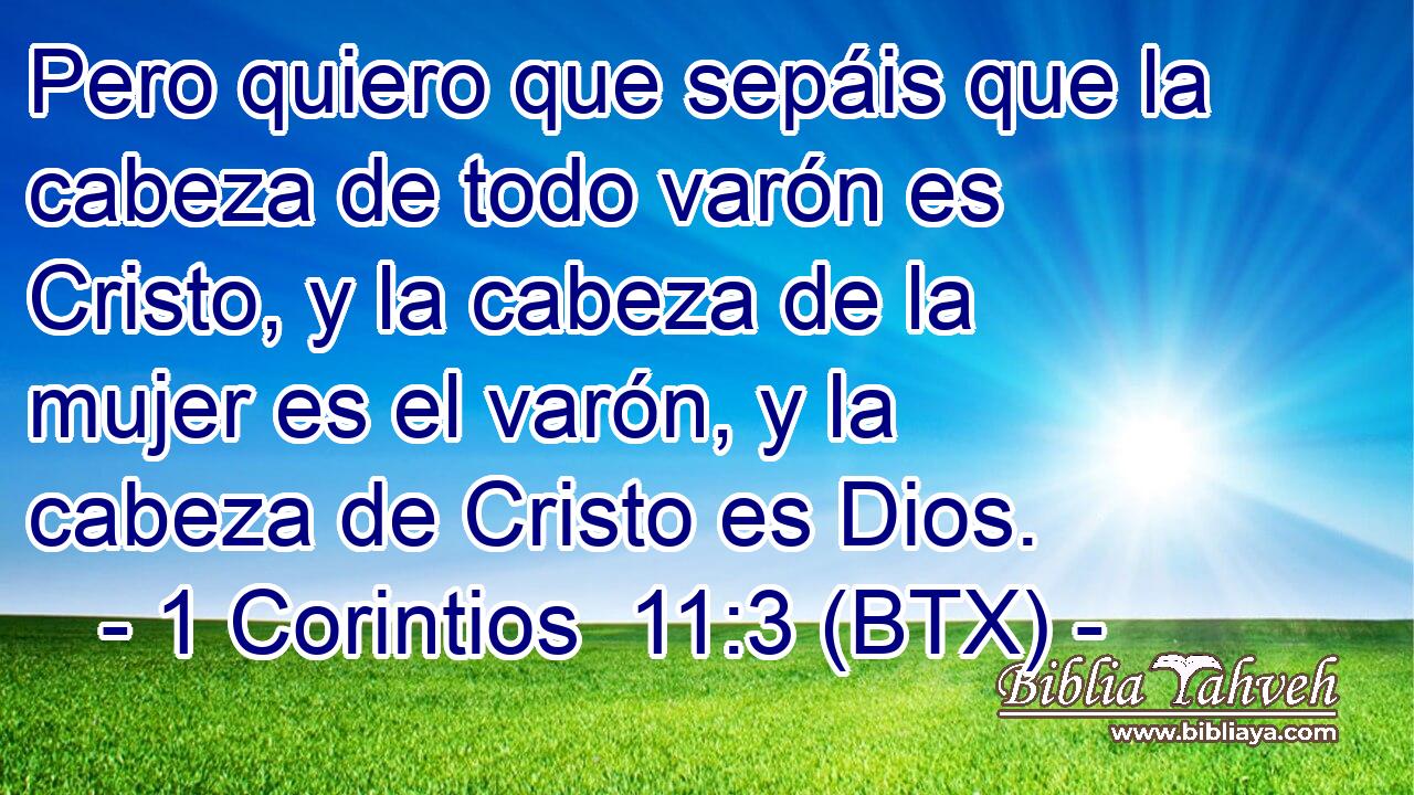 Pero quiero que sepáis que la cabeza de todo varón es Cristo, y la cabeza de la mujer es el varón, y la cabeza de Cristo es Dios.