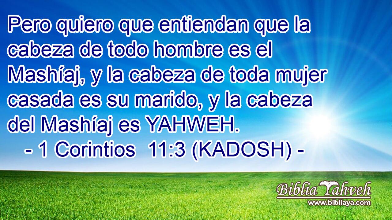  Pero quiero que entiendan que la cabeza de todo hombre es el Mashíaj, y la cabeza de toda mujer casada es su marido, y la cabeza del Mashíaj es YAHWEH. 