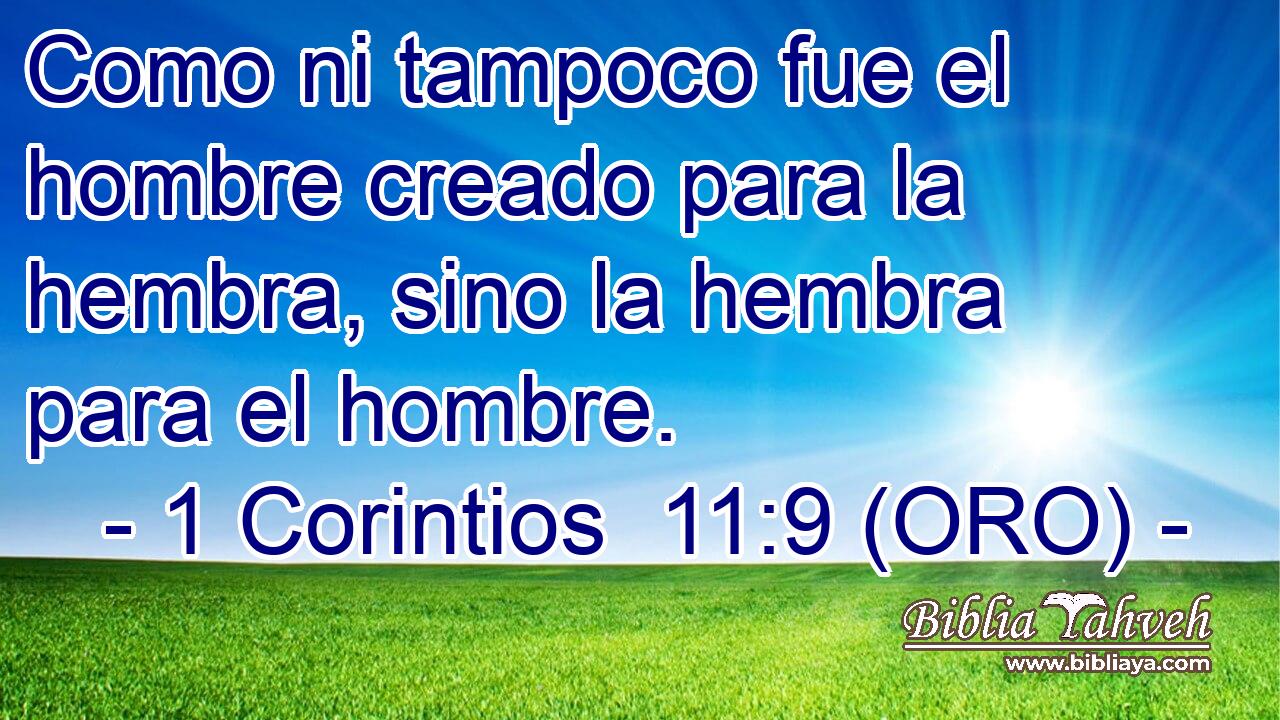  Como ni tampoco fue el hombre creado para la hembra, sino la hembra para el hombre. 