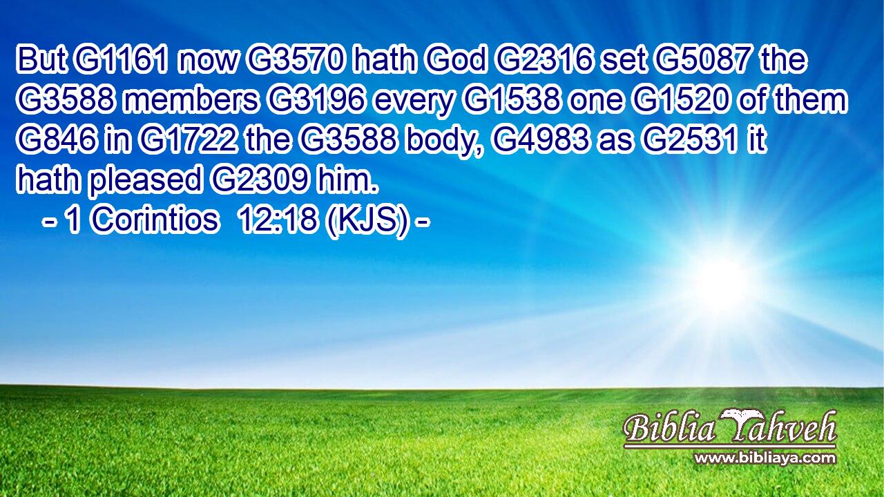 But G1161 now G3570 hath God G2316 set G5087 the G3588 members G3196 every G1538 one G1520 of them G846 in G1722 the G3588 body, G4983 as G2531 it hath pleased G2309 him.