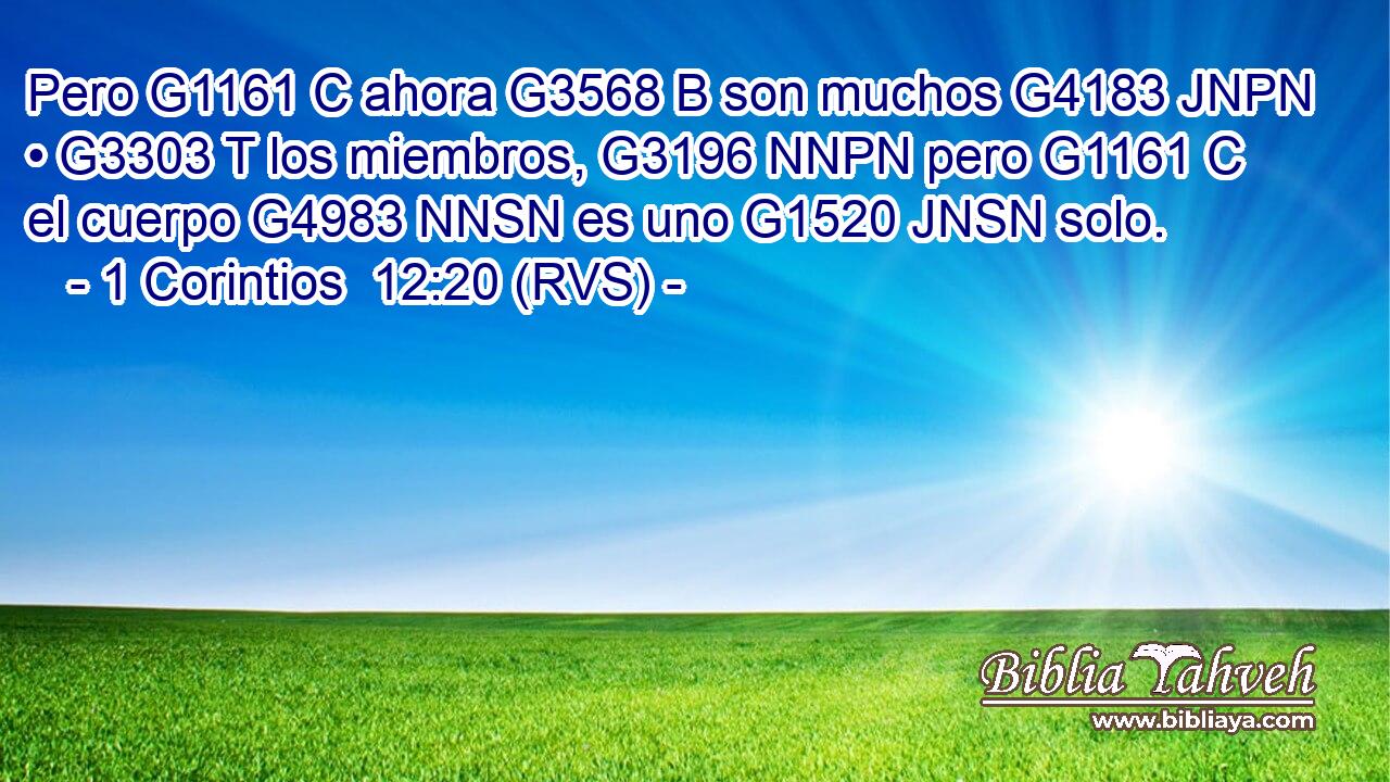 Pero G1161 C ahora G3568 B son muchos G4183 JNPN • G3303 T los miembros, G3196 NNPN pero G1161 C el cuerpo G4983 NNSN es uno G1520 JNSN solo. 