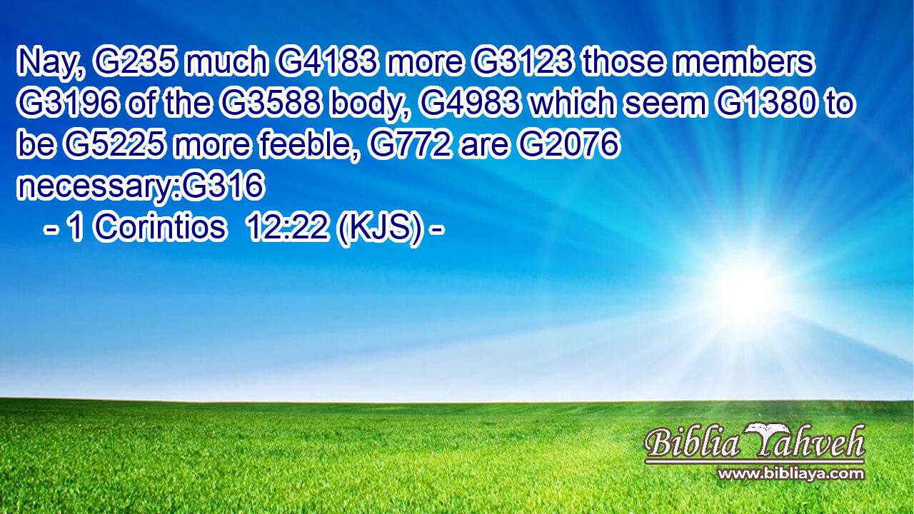 Nay, G235 much G4183 more G3123 those members G3196 of the G3588 body, G4983 which seem G1380 to be G5225 more feeble, G772 are G2076 necessary:G316