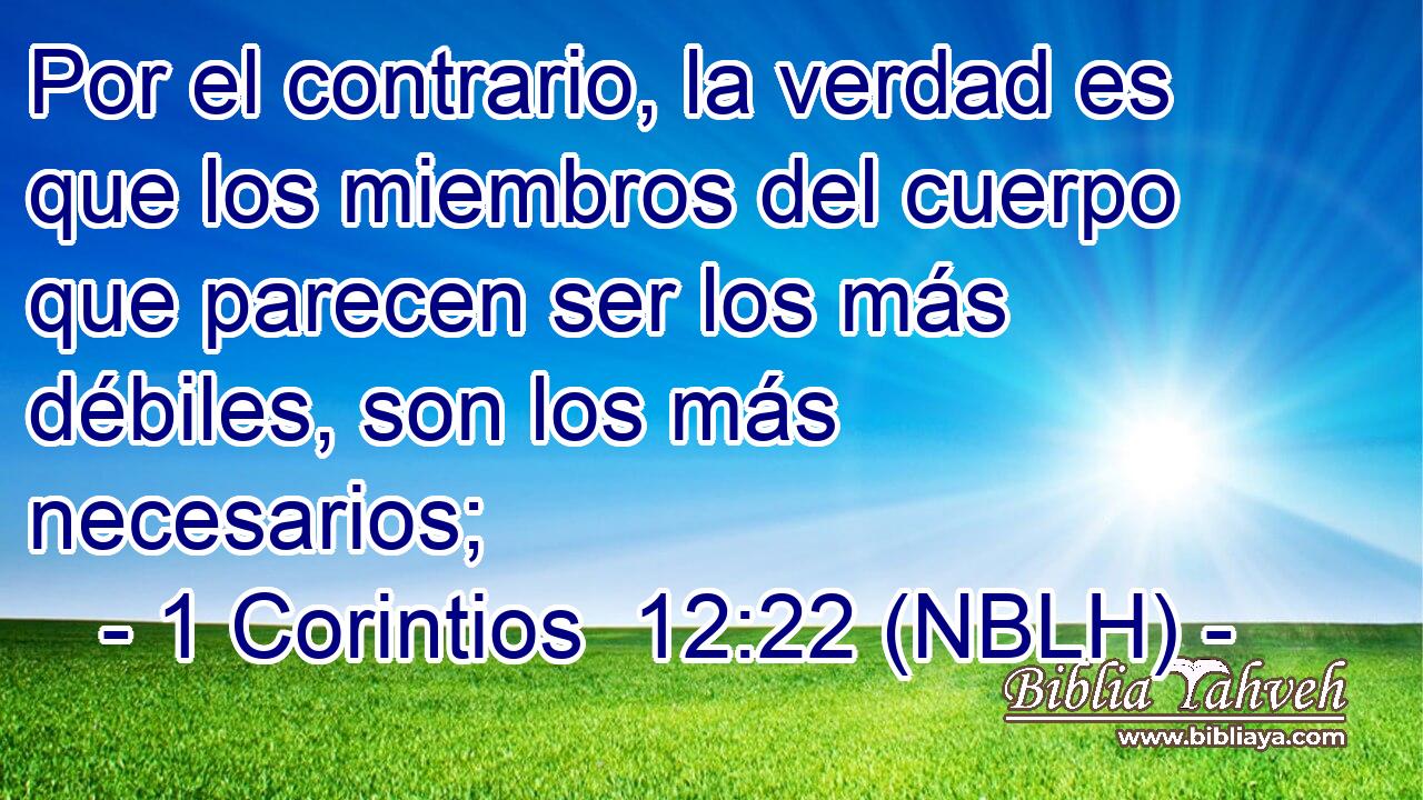  Por el contrario, la verdad es que los miembros del cuerpo que parecen ser los más débiles, son los más necesarios; 