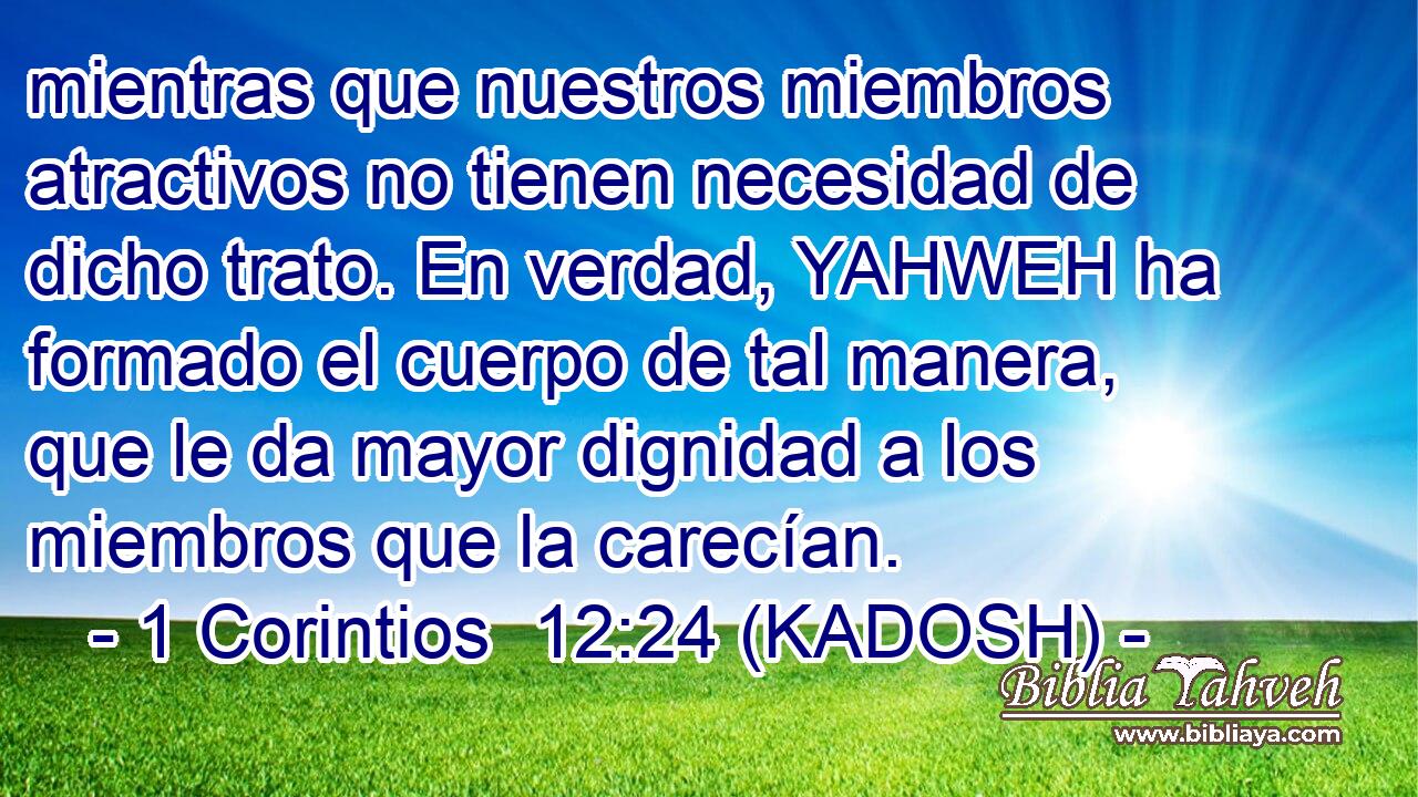  mientras que nuestros miembros atractivos no tienen necesidad de dicho trato. En verdad, YAHWEH ha formado el cuerpo de tal manera, que le da mayor dignidad a los miembros que la carecían. 
