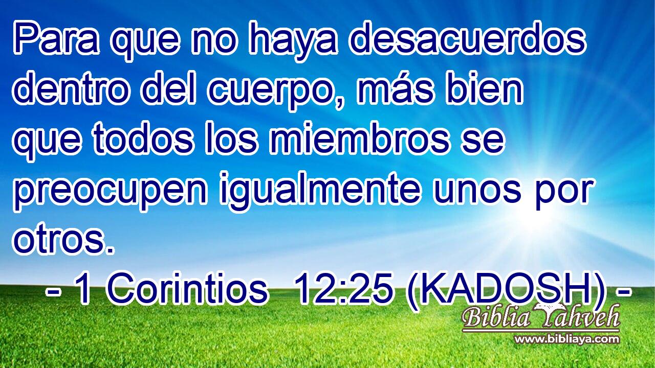  Para que no haya desacuerdos dentro del cuerpo, más bien que todos los miembros se preocupen igualmente unos por otros. 