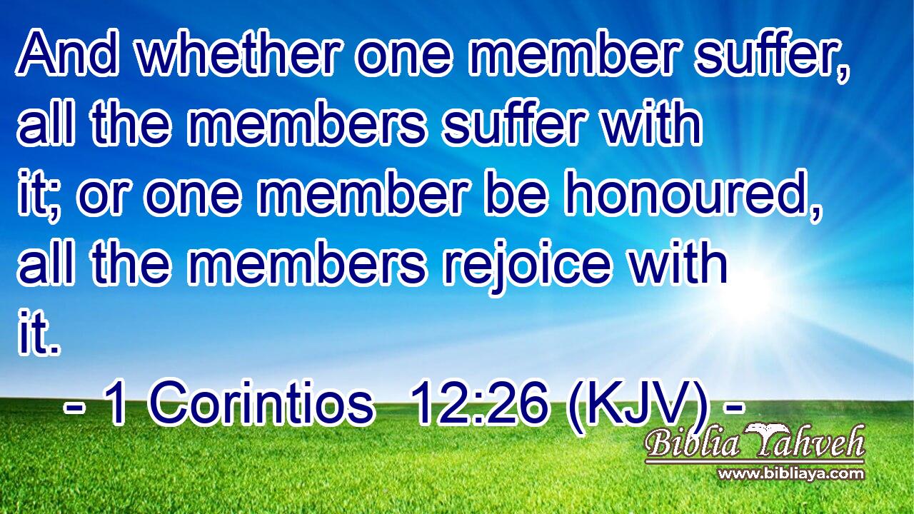 And whether one member suffer, all the members suffer with it; or one member be honoured, all the members rejoice with it.