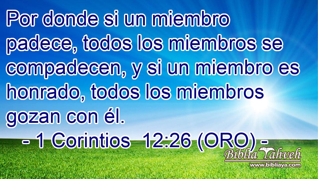 Por donde si un miembro padece, todos los miembros se compadecen, y si un miembro es honrado, todos los miembros gozan con él. 
