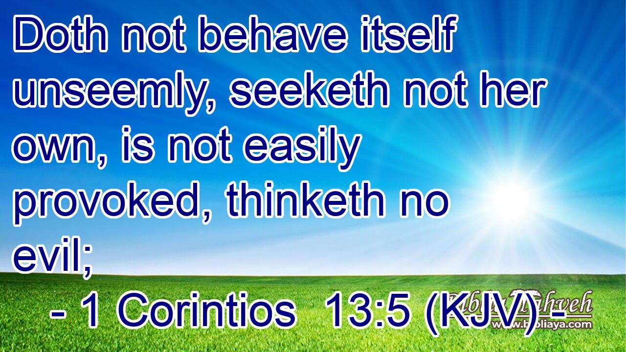 Doth not behave itself unseemly, seeketh not her own, is not easily provoked, thinketh no evil;