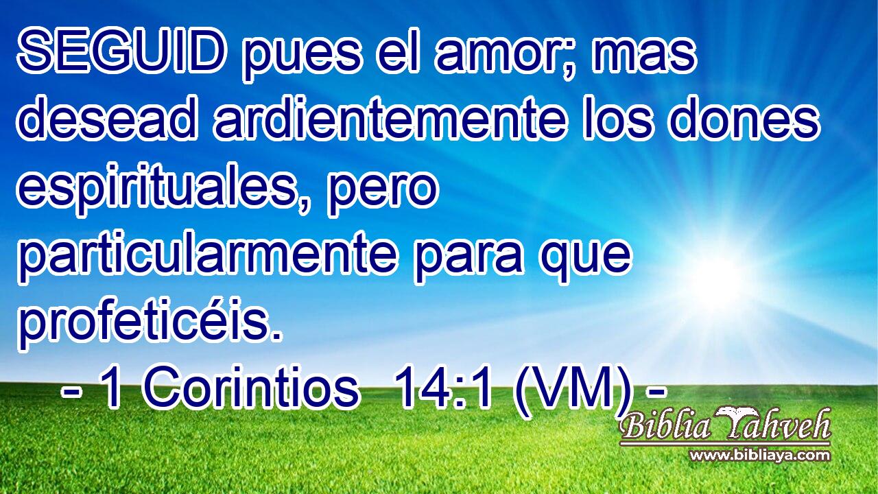 SEGUID pues el amor; mas desead ardientemente los dones espirituales, pero particularmente para que profeticéis. 