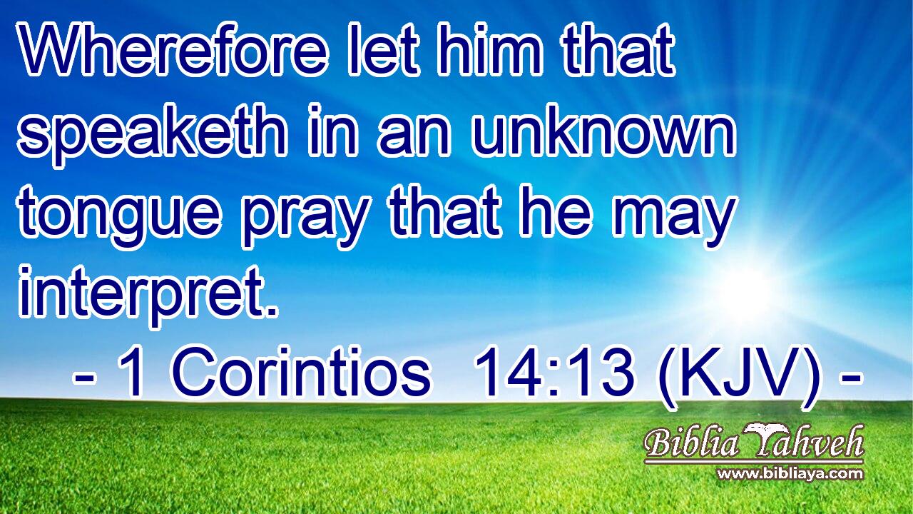 Wherefore let him that speaketh in an unknown tongue pray that he may interpret.