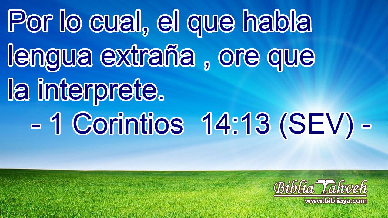 Por lo cual, el que habla lengua extraña , ore que la interprete.